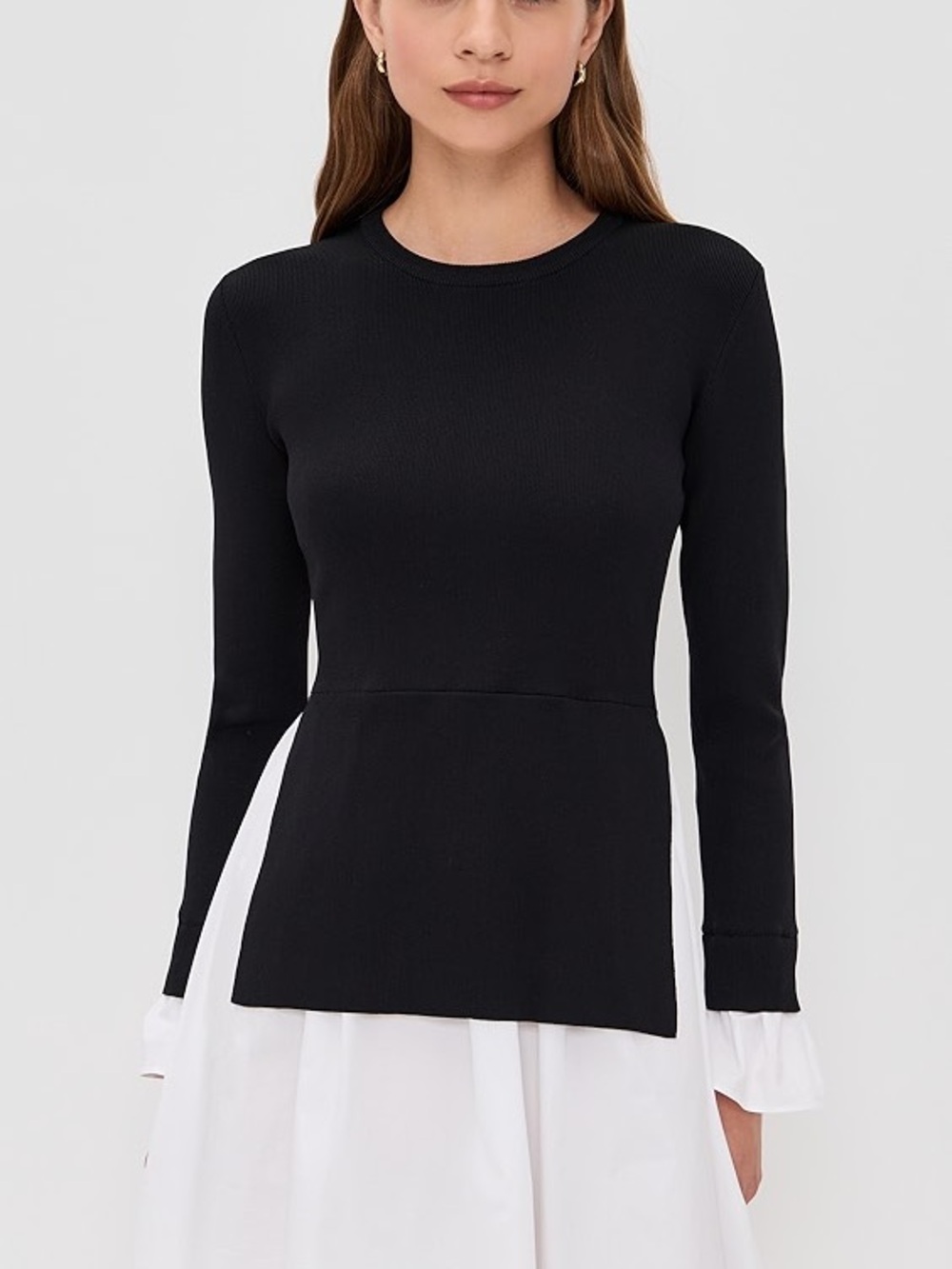 NWT English Factory combo knit poplin dress black white Medium - Picture 3 of 15